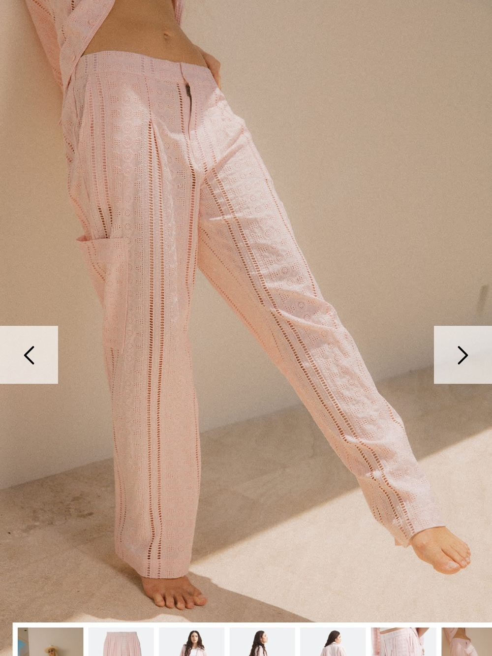 NWT Brixton THE MERCER WIDE LEG TROUSER PANT - M, Chalk Pink